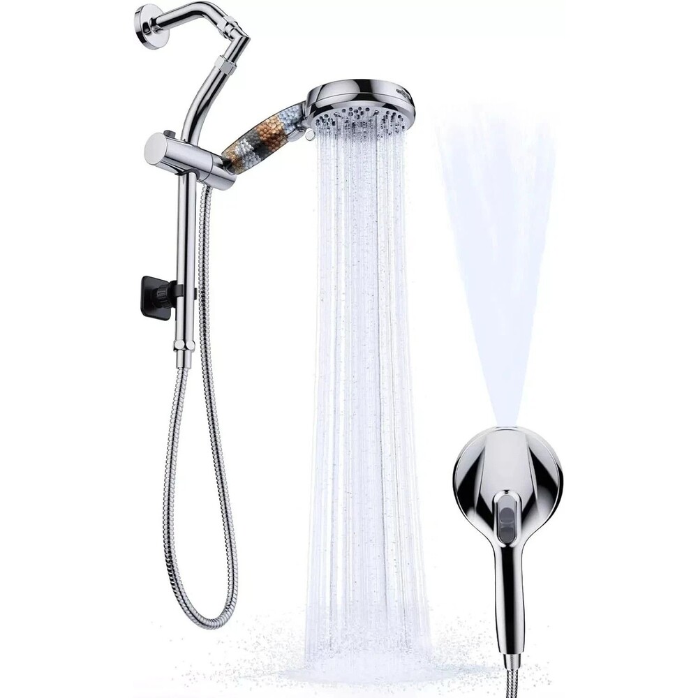 Veken Handheld Shower Head with Filter 1.8 GPM Silver High Pressure 9-Mode